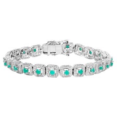 Bracelet de tennis en émeraude 2,3 carats plaqué or blanc 18K Silver