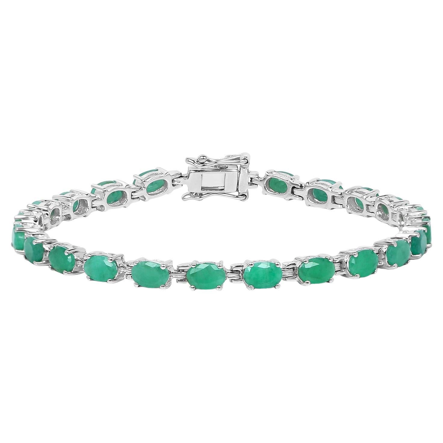 Bracciale tennis con smeraldo 9,60 carati in argento sterling