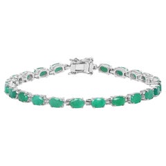Emerald Tennis Bracelet 9.60 Carats Sterling Silver