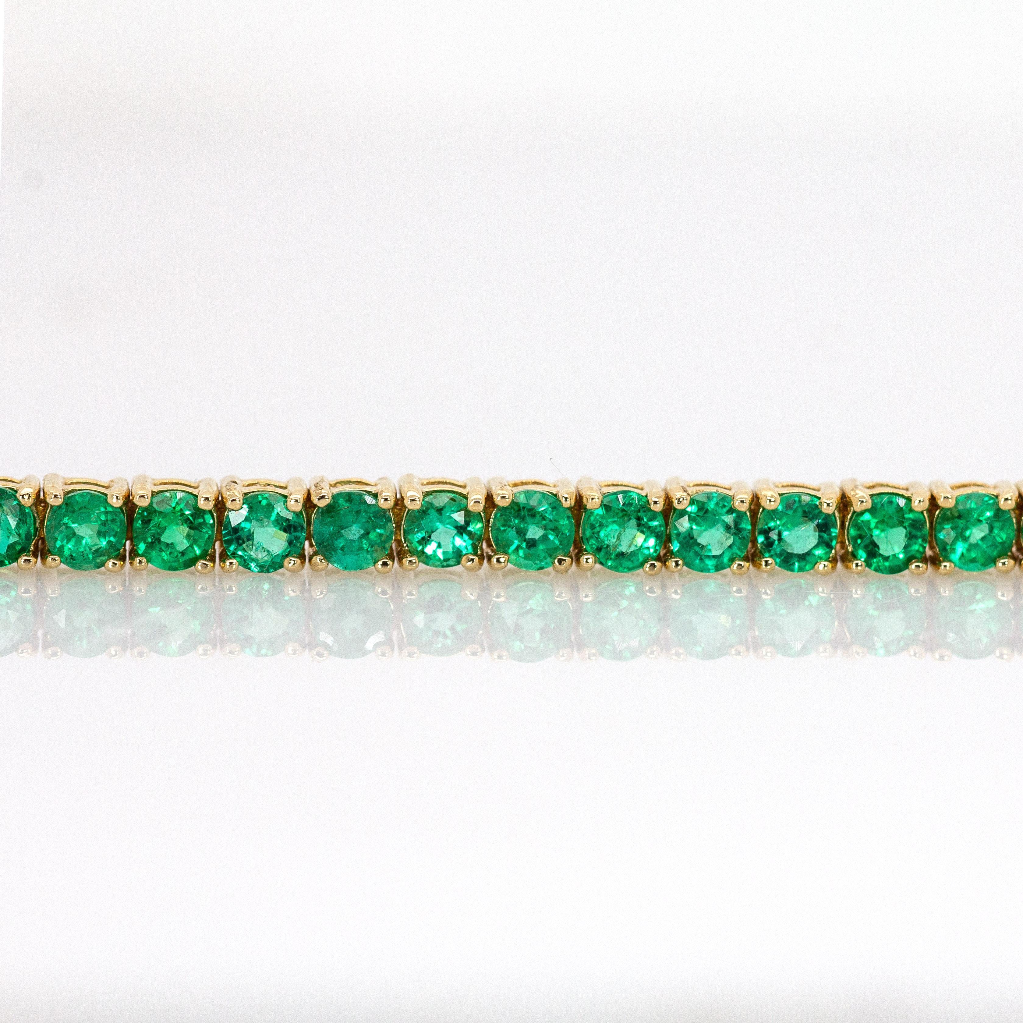 Pulsera Tenis Esmeralda en Oro Amarillo Macizo de 14 K: Cierre de Caja  Redondo 2,5 mm Contemporáneo en venta
