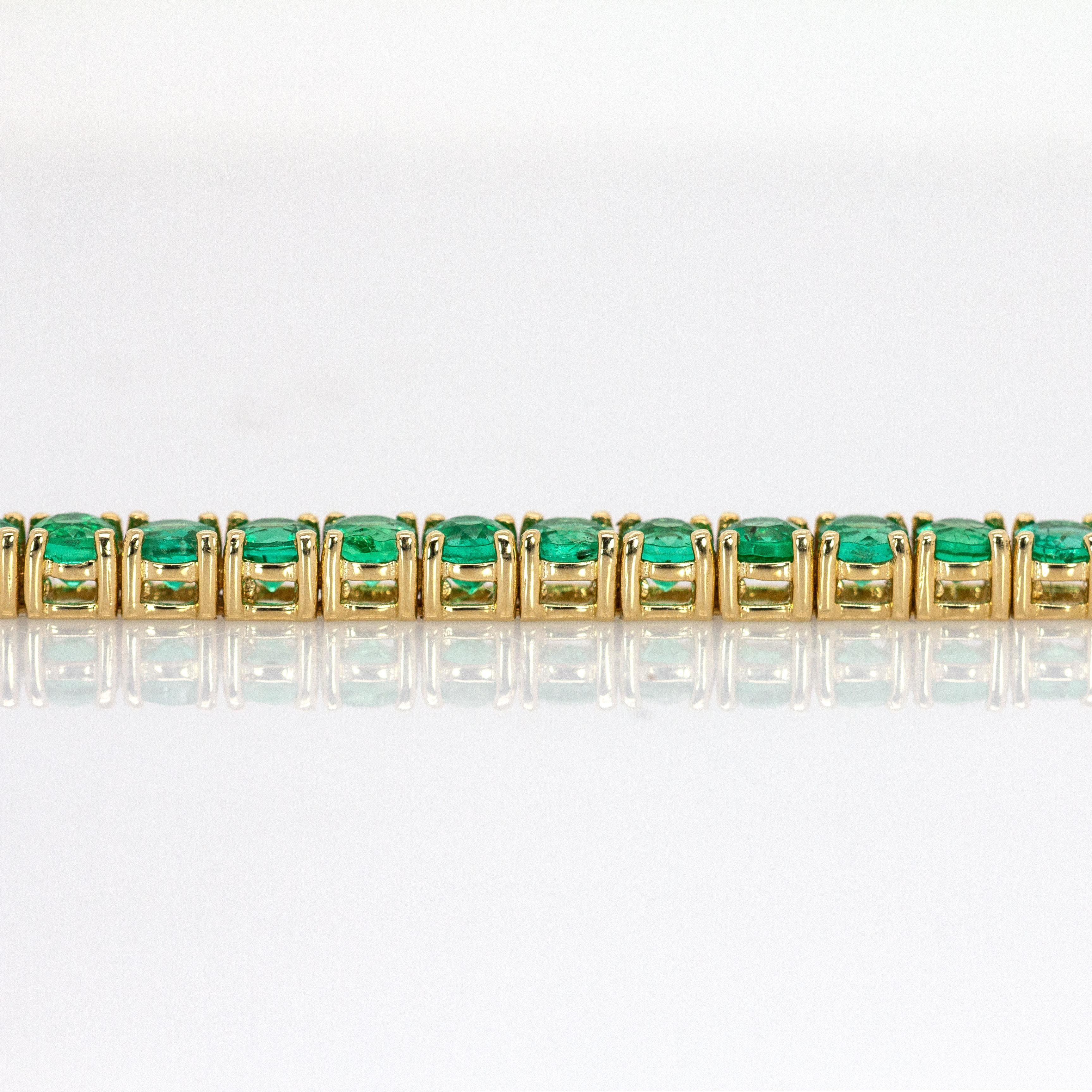 Pulsera Tenis Esmeralda en Oro Amarillo Macizo de 14 K: Cierre de Caja  Redondo 2,5 mm Corte redondo en venta