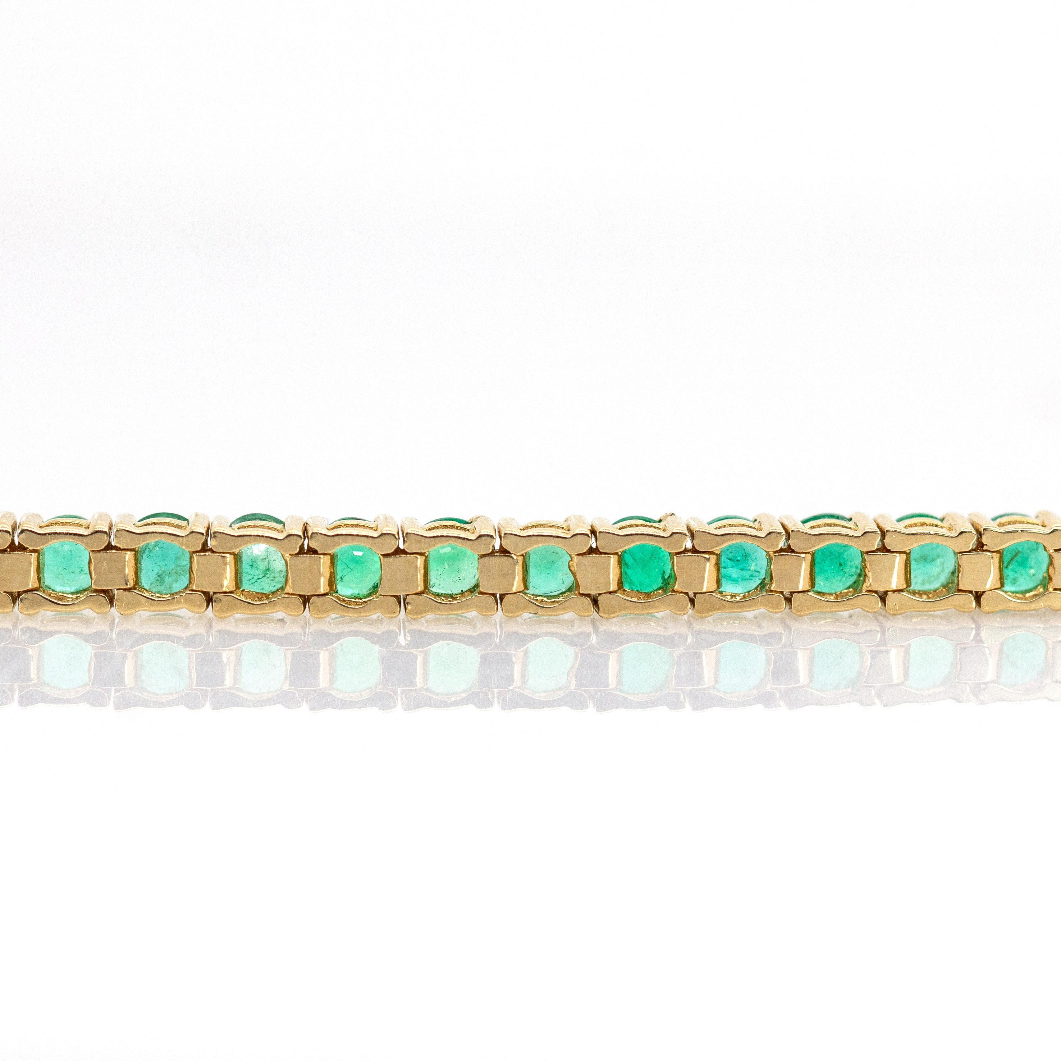 Pulsera Tenis Esmeralda en Oro Amarillo Macizo de 14 K: Cierre de Caja  Redondo 2,5 mm en Nuevo estado para la venta en Columbus, OH