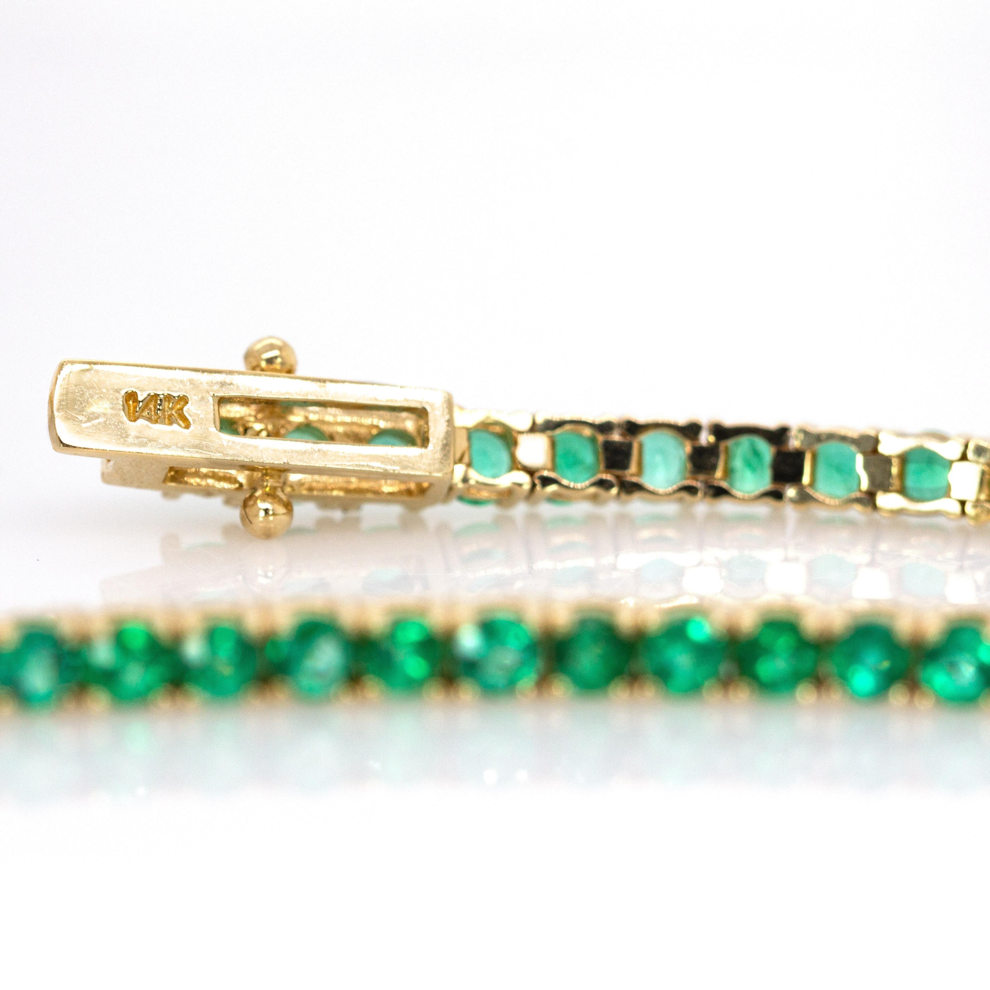 De las mujeres Pulsera Tenis Esmeralda en Oro Amarillo Macizo de 14 K: Cierre de Caja  Redondo 2,5 mm en venta