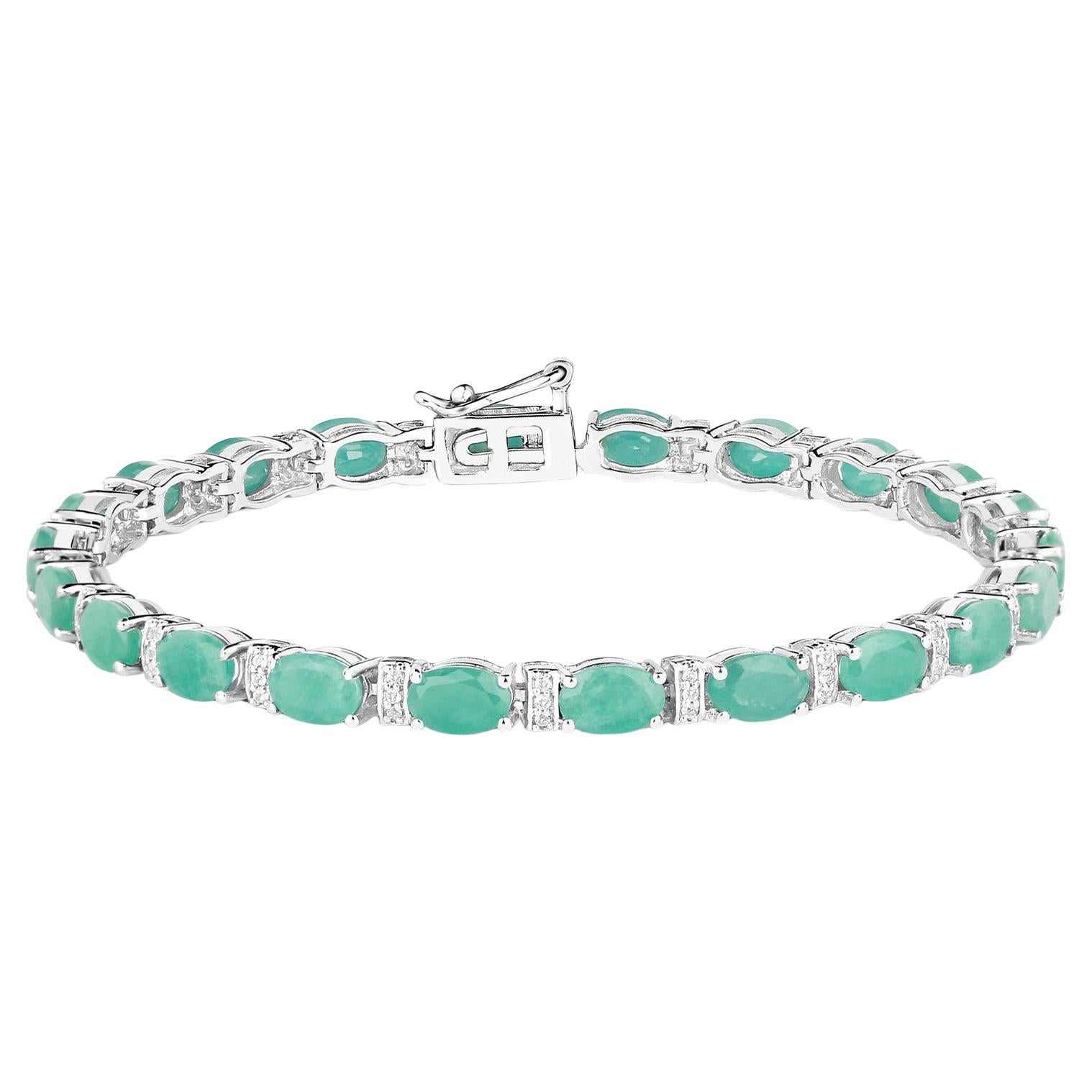 Smaragd-Tennisarmband Weißer Topas 10,4 Karat Silber