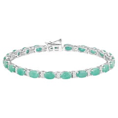 Pulsera de Esmeralda Topacio Blanco 10,4 Quilates Plata