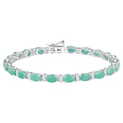 Pulsera de Esmeralda Topacio Blanco 10,4 Quilates Plata