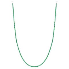 Emerald Tennis Necklace - 1.9mm Natural Round Emeralds - 14k White Gold