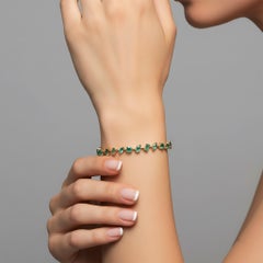 Emerald Topaz 14K (or 18k upon request) Yellow Gold Tennis Bracelet