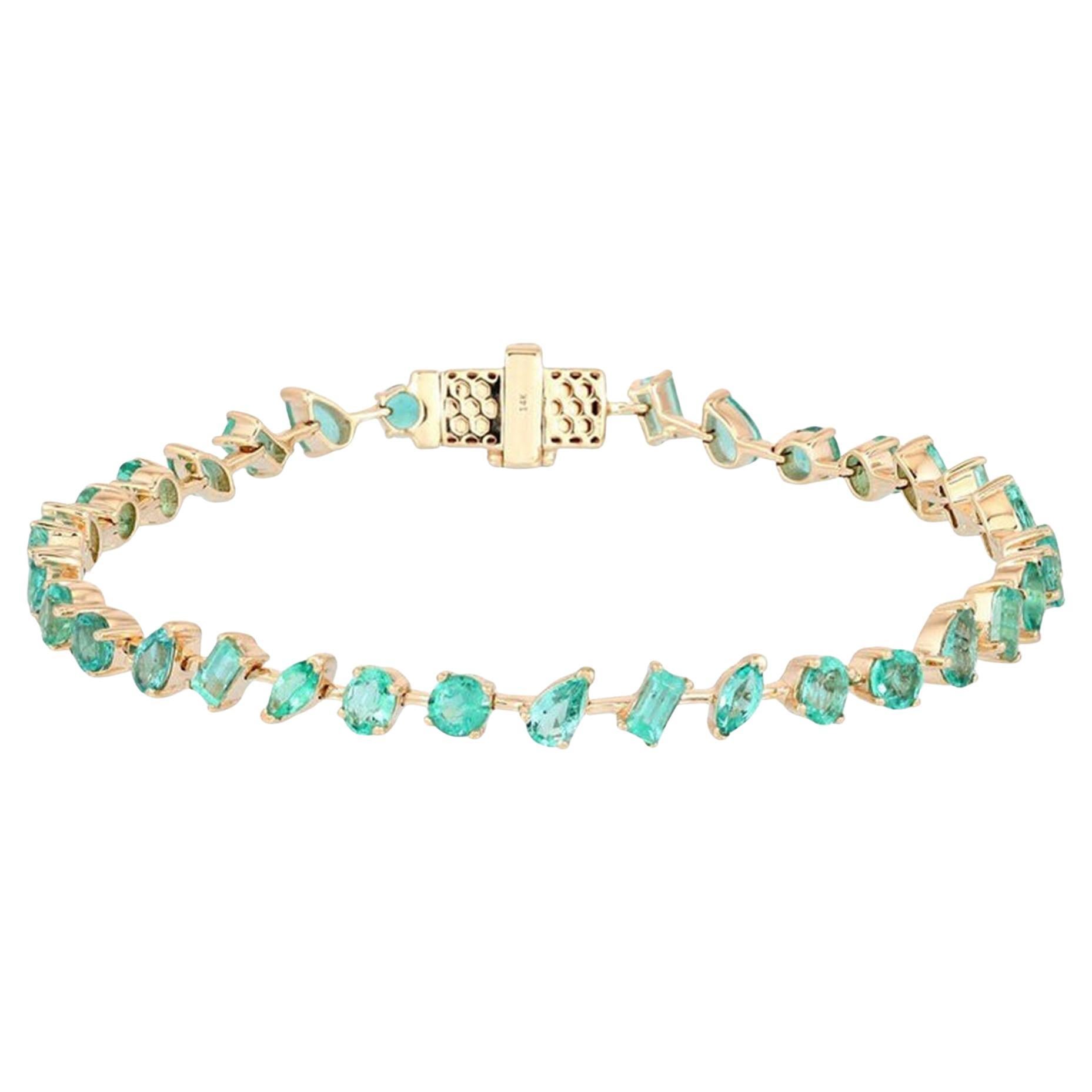 Emerald Topaz 14K (or 18k upon request) Yellow Gold Tennis Bracelet