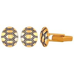 Emerald Tourmaline Diamond Snail Cufflinks