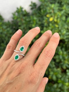 Pear Shape Emerald Two Stone Moi Et Toi Ring