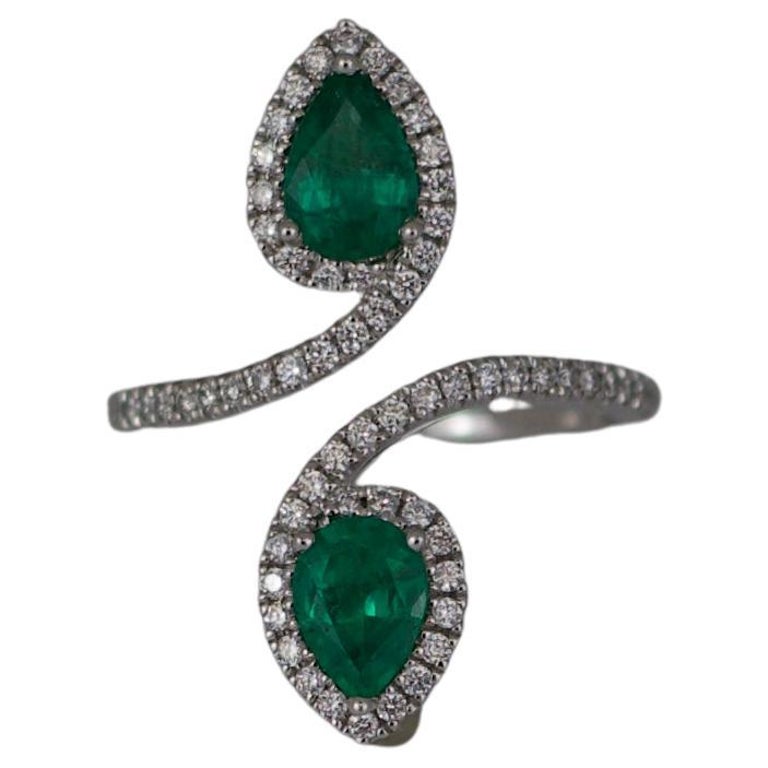 Pear Shape Emerald Two Stone Moi Et Toi Ring For Sale at 1stDibs | costco  emerald ring, emerald ring costco, costco emerald earrings