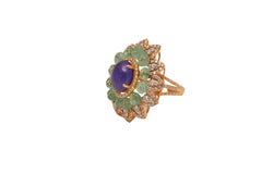 Bague en or 18 carats, émeraude 6,11 carats, Tz 4,35 carats et diamants 4,35 carats