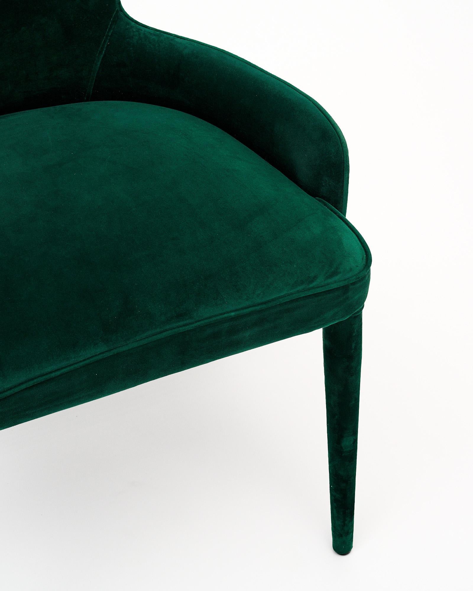 Modern Emerald Velvet Vintage Side Chair For Sale