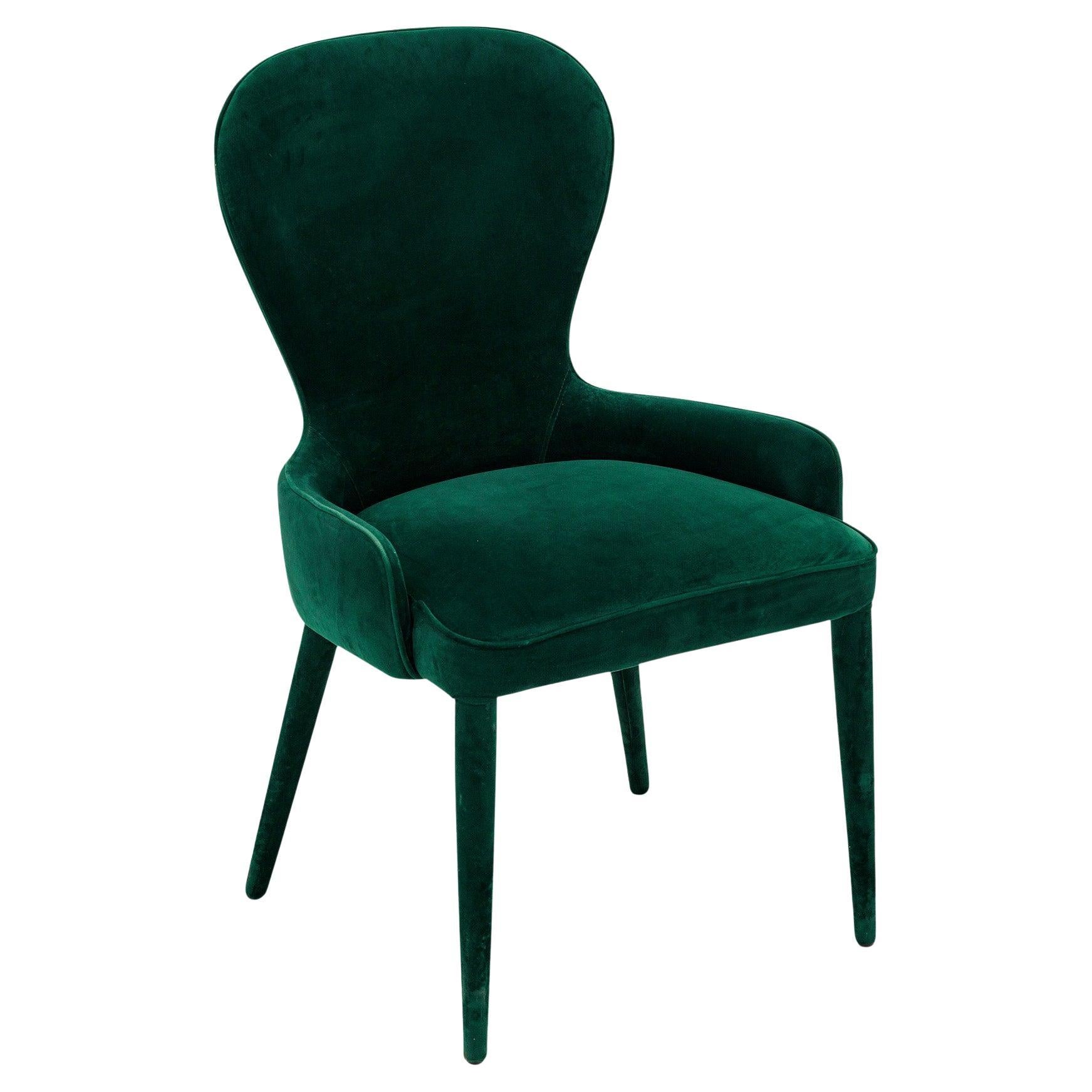 Chaise d'appoint en velours émeraude, By Design Modern, tapissée, France, 1980