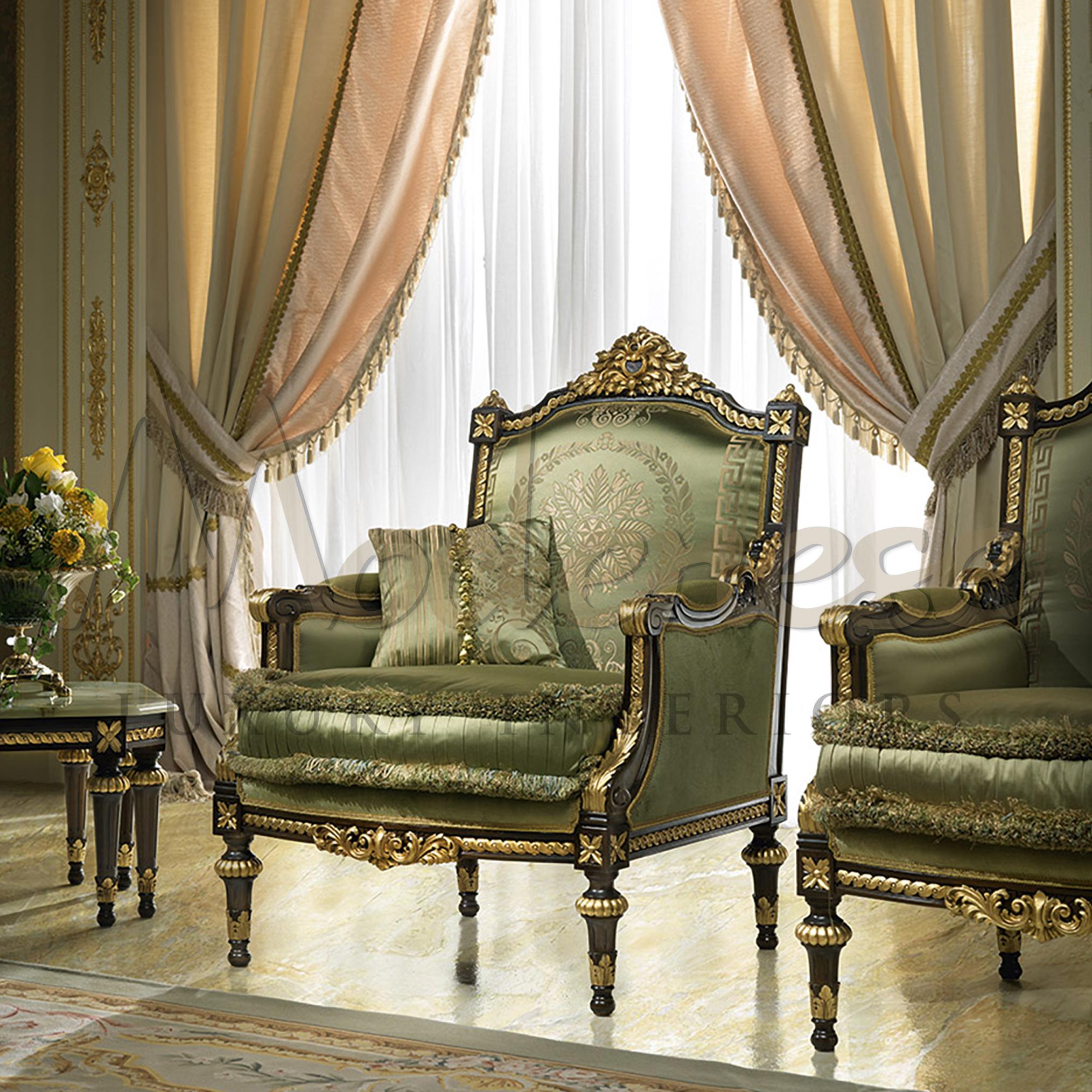Italian Emerald Victorian Armchair by Modenese Gastone For Sale