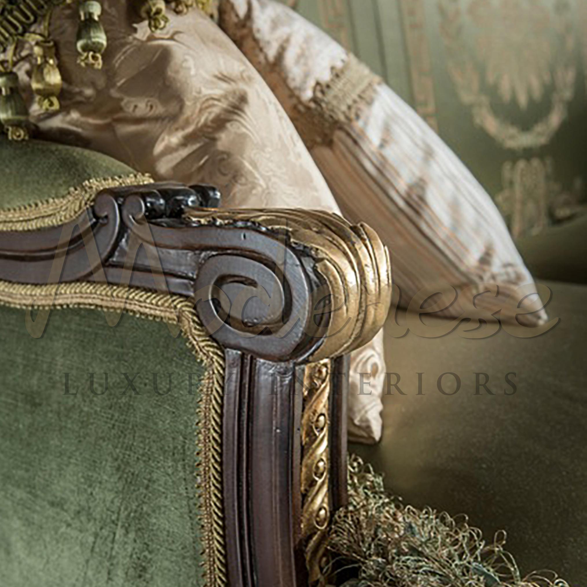 Appliqué Emerald Victorian Armchair by Modenese Gastone For Sale