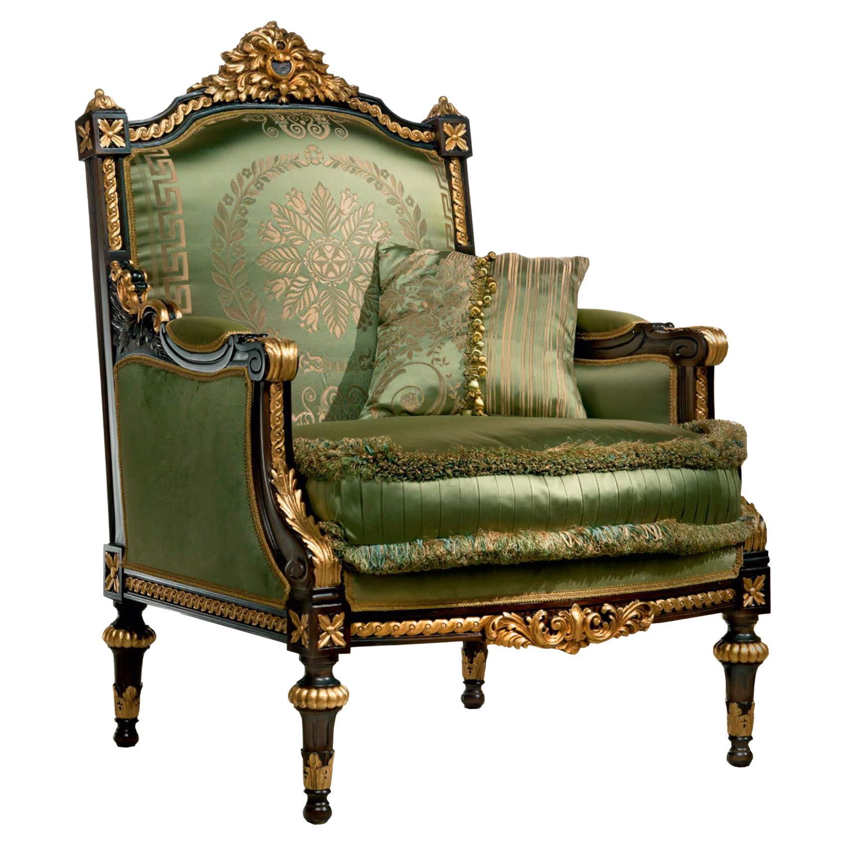 Emerald Victorian Armchair by Modenese Gastone For Sale