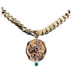 Emerald Victorian Style Memento Mori Medal Choker Chain Necklace Skull J Dauphin