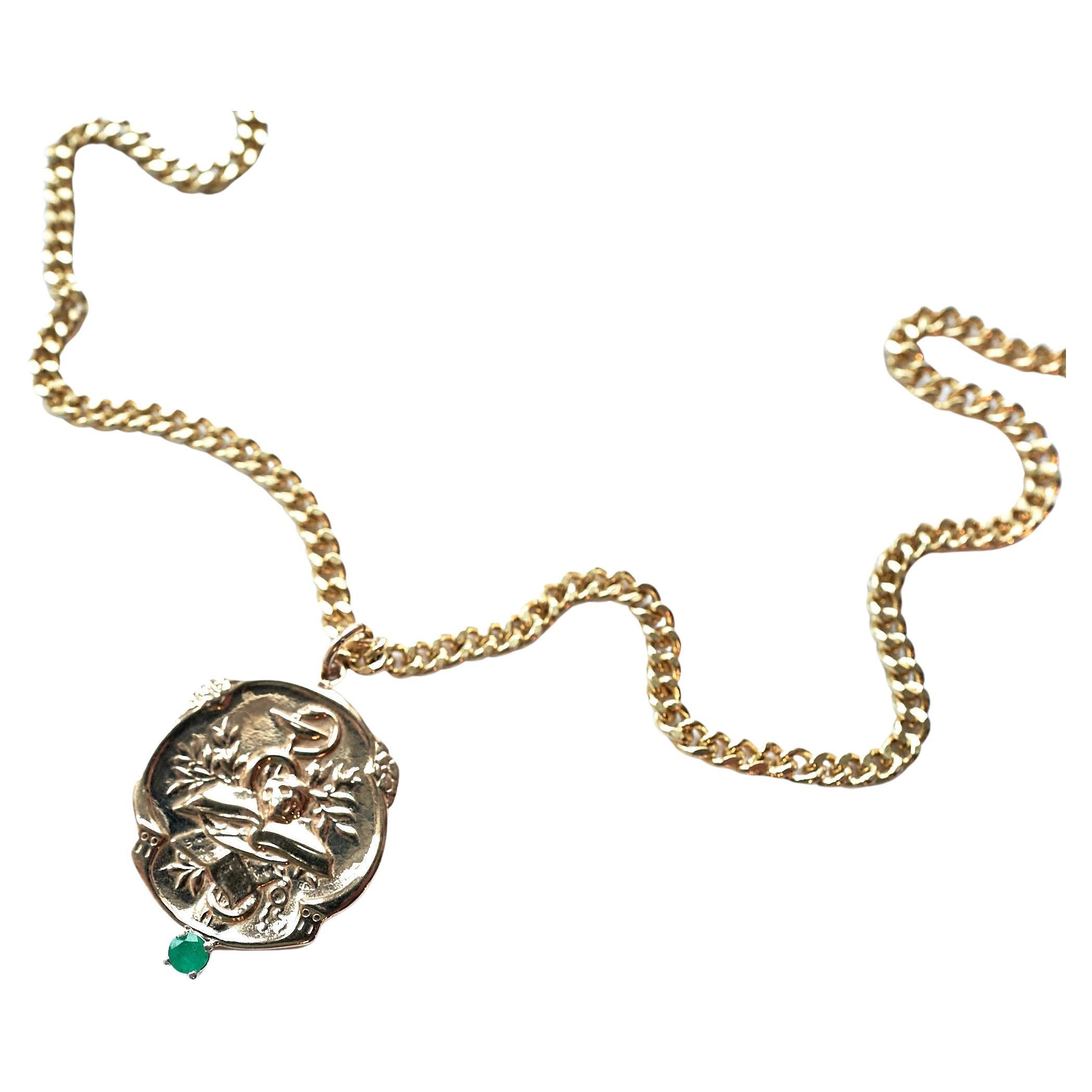 White Medal Virgin Mary Oval Medal Chain Necklace Gold Plated  30