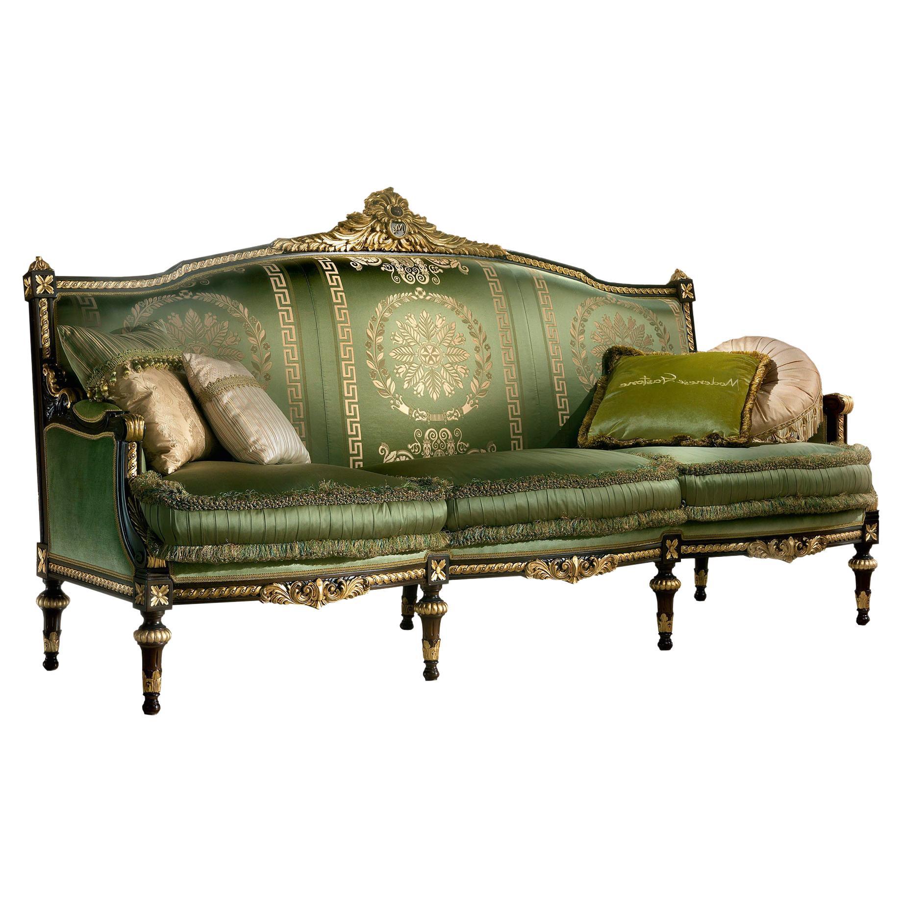 Emerald Victorian Three Seater Sofa by Modenese Gastone For Sale