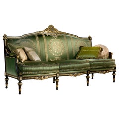 Smaragdfarbenes viktorianisches Dreisitzer-Sofa mit Smaragd von Modenese Gastone