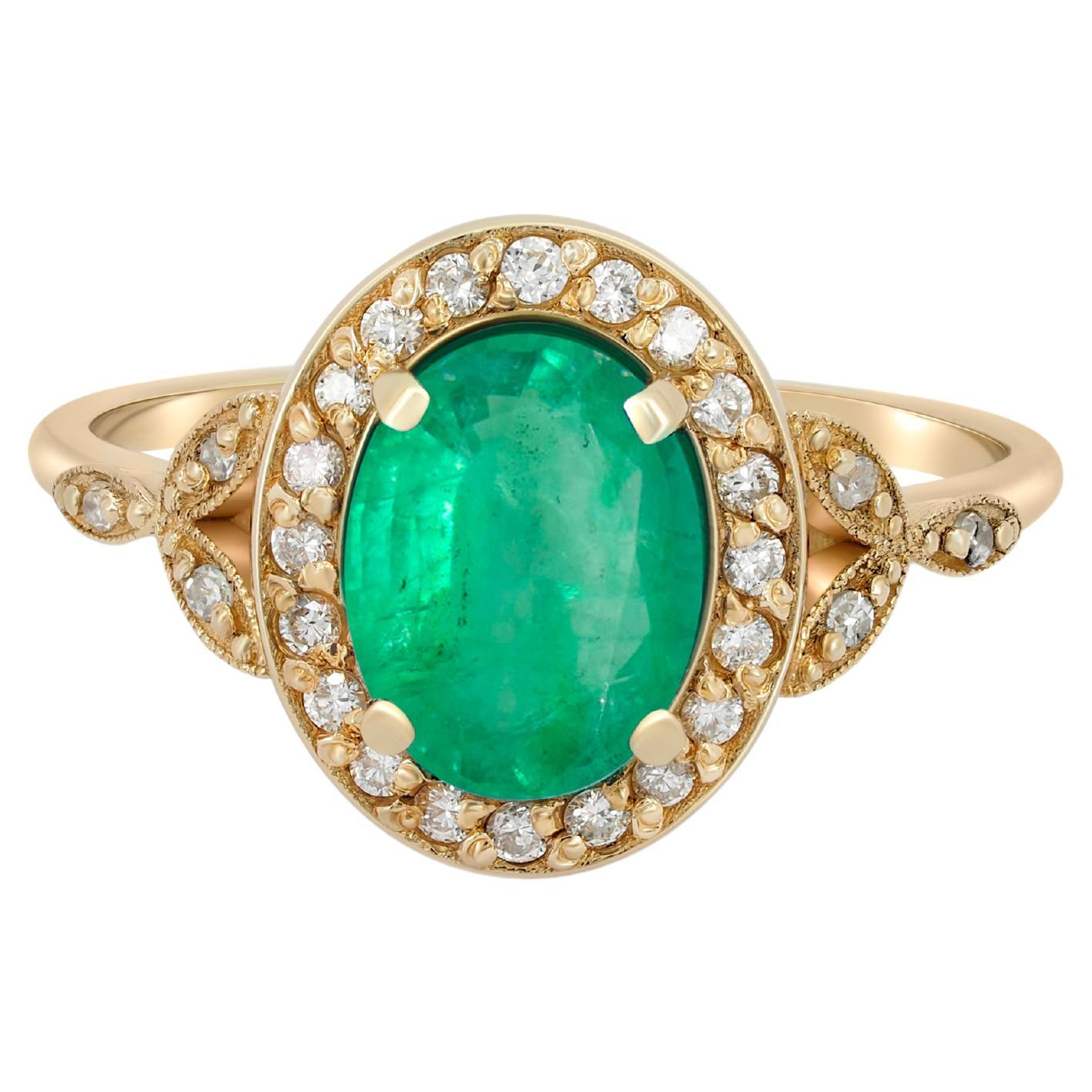 For Sale:  Emerald vintage style gold ring.