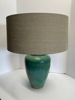 Emerald Washed Glaze Pair Tall Classic Ginger Jar Lamps, China, Contemporary