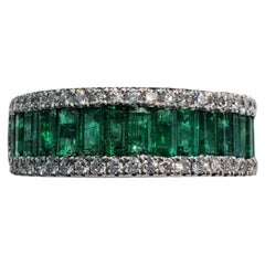 Emerald Wedding Band with Diamonds