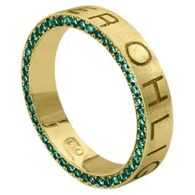 Customizable Emerald Wedding Ring Eternity Ring in 18ct Yellow Gold and