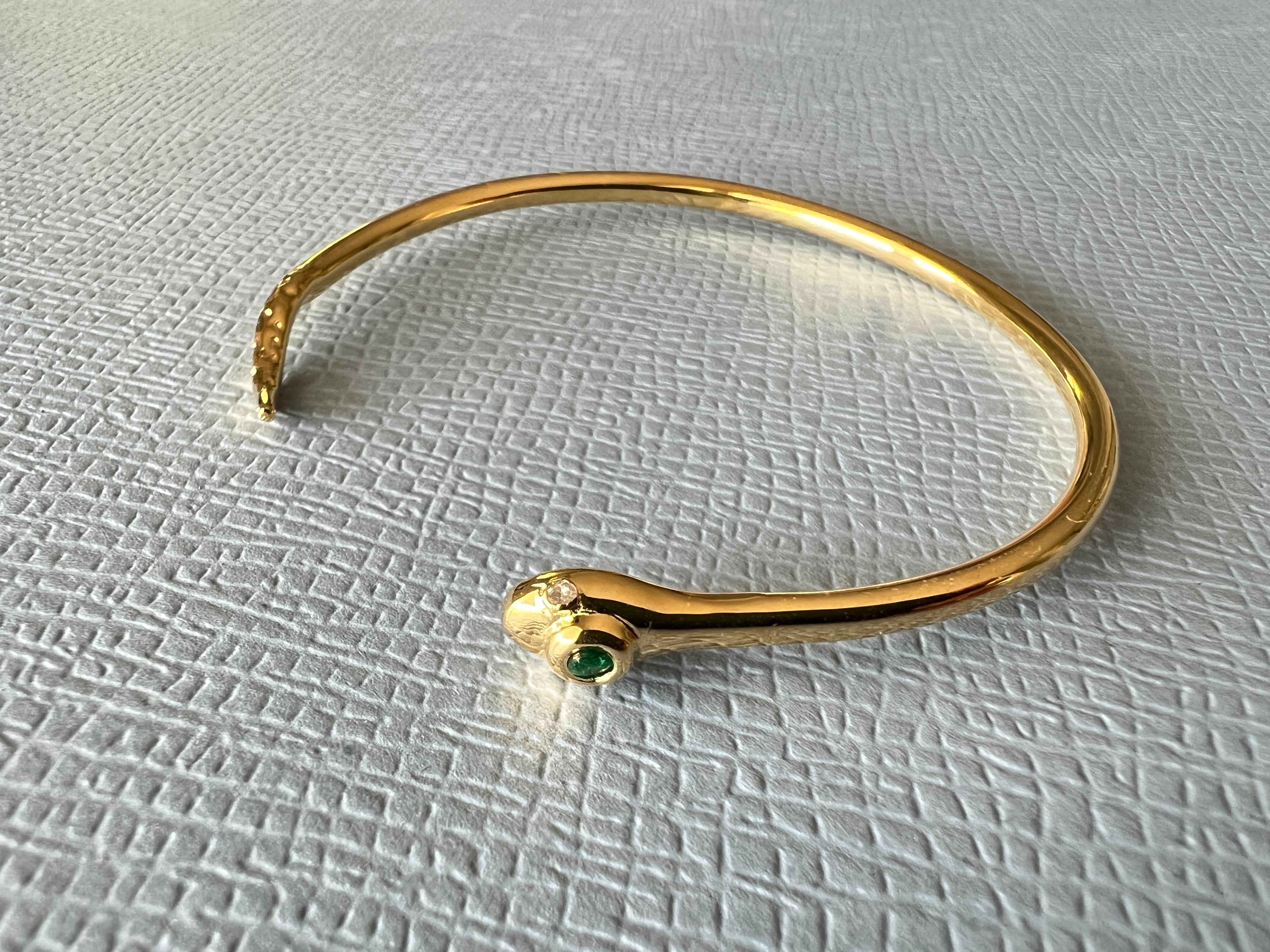 De las mujeres Esmeralda Diamante Blanco Pulsera Serpiente Chapada en Oro Estilo Victoriano J Dauphin en venta