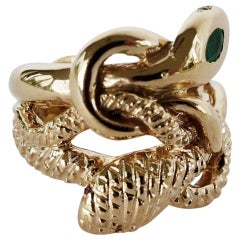Smeraldo Bianco Diamante Anello Serpente Rubino Stile Vittoriano Bronzo J DAUPHIN
