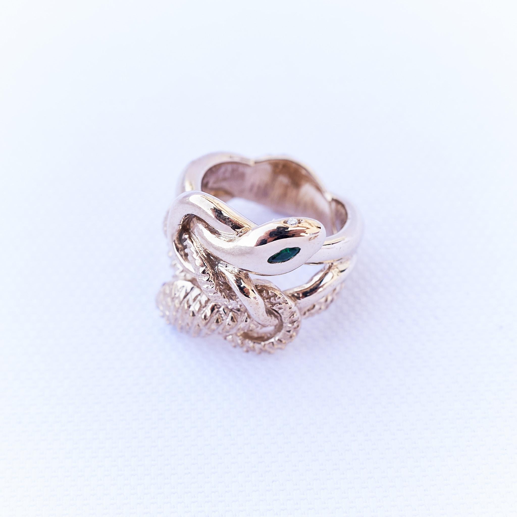 Animal Jewelry Emerald Marquis White Diamond Ruby Snake Ring Cocktail Ring Bronze J Dauphin
Style: Cocktail Ring 
Material: Polished Bronze 
Designer: J Dauphin

J DAUPHIN 