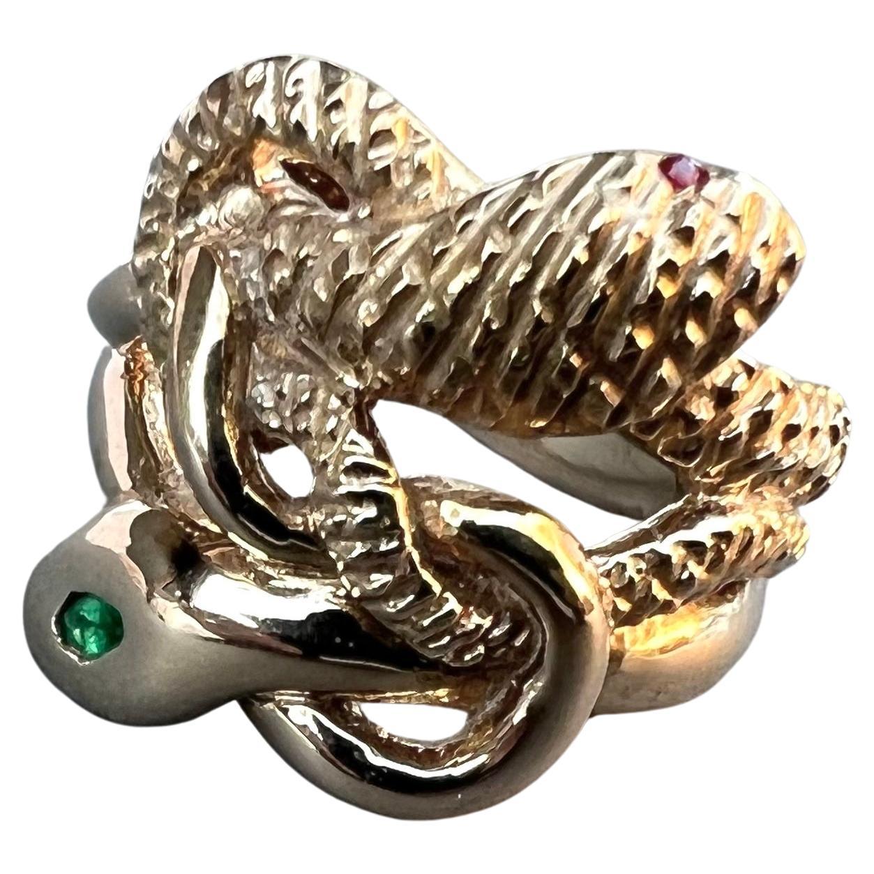 Esmeralda Blanco Diamante Rubí Ojos Serpiente Anillo Estilo Victoriano J DAUPHIN

J DAUPHIN 