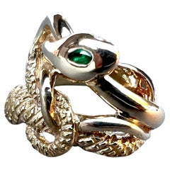 Emerald White Diamond Ruby Eyes Snake Ring Victorian Style J Dauphin