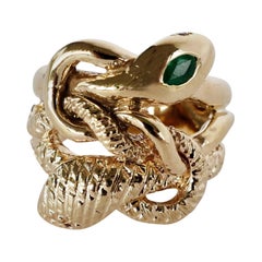 Emerald White Diamond Snake Ring Animal Ruby eyes J Dauphin