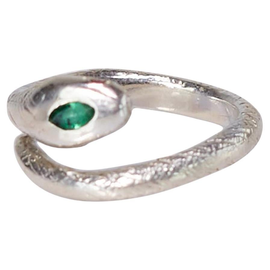 Emerald White Diamond Snake Ring Silver Cocktail Style Sterling J Dauphin

J DAUPHIN 