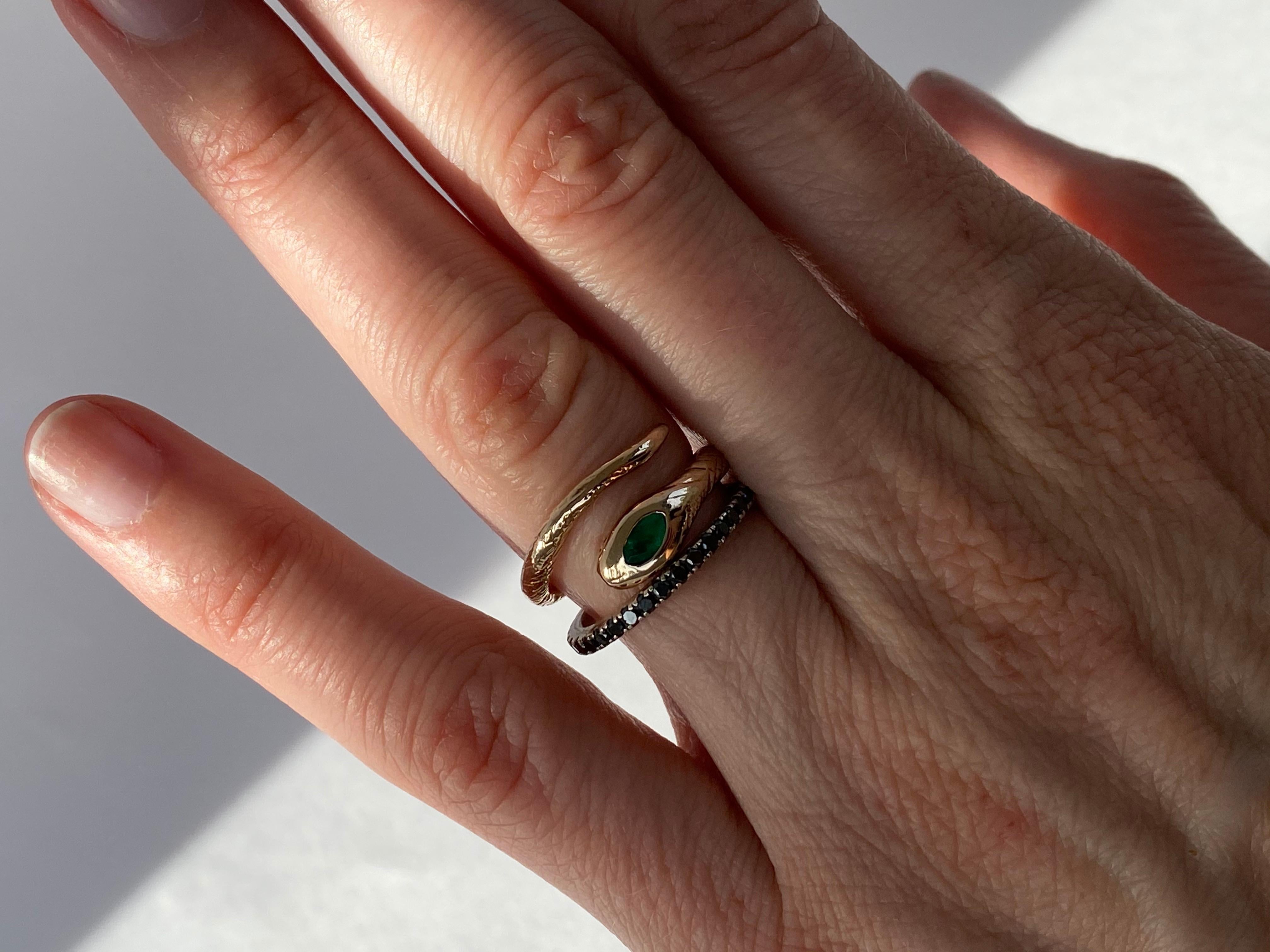 Emerald White Diamond Snake Ring Victorian Style Bronze J Dauphin 1