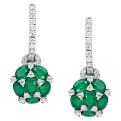 Emerald White Diamond White Gold Statement Earrings