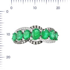 Emerald White Diamond White Gold Statement Ring