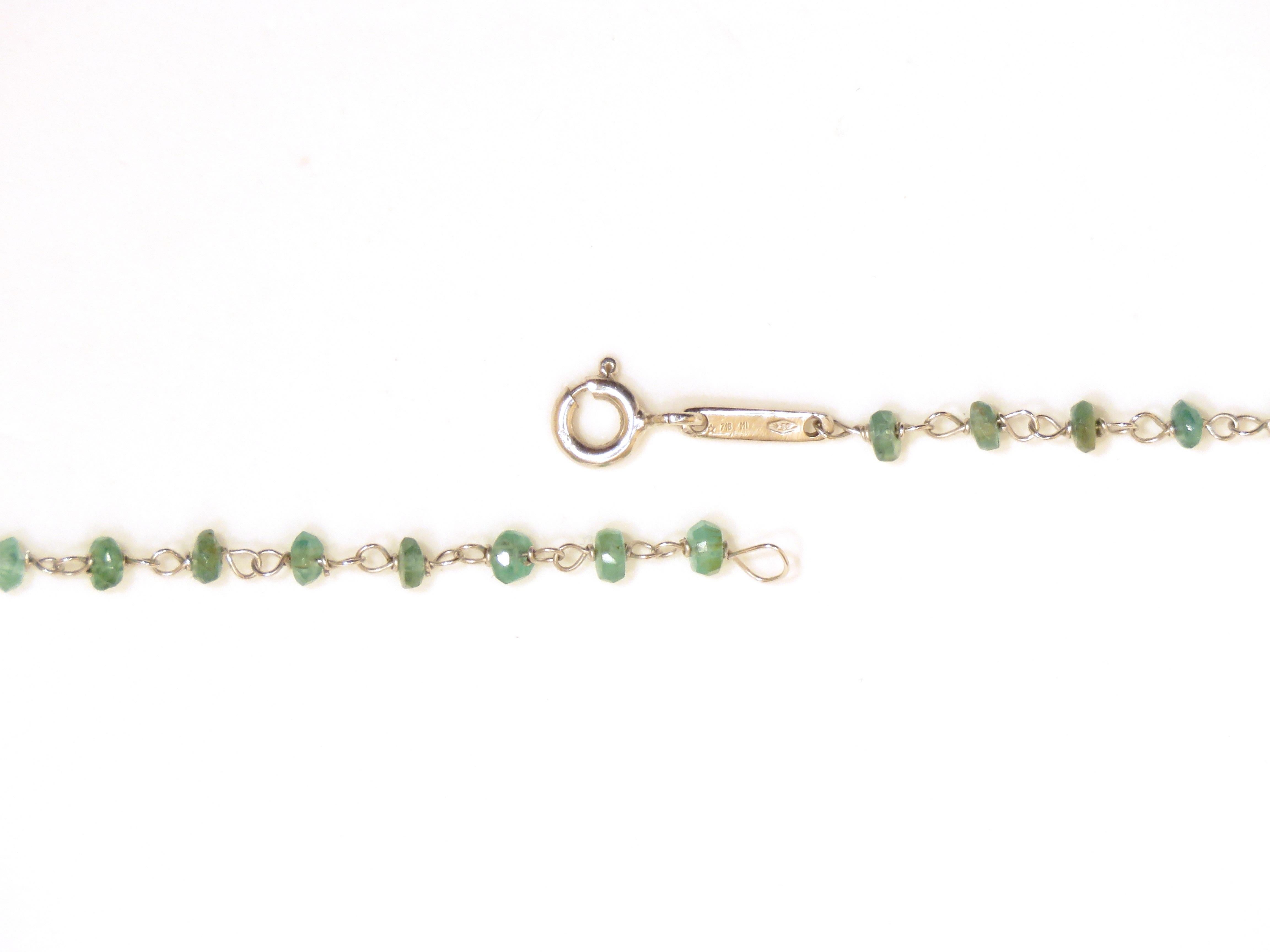 Ball Cut Emerald White Gold Necklace Handcrafted in Italy by Botta Gioielli