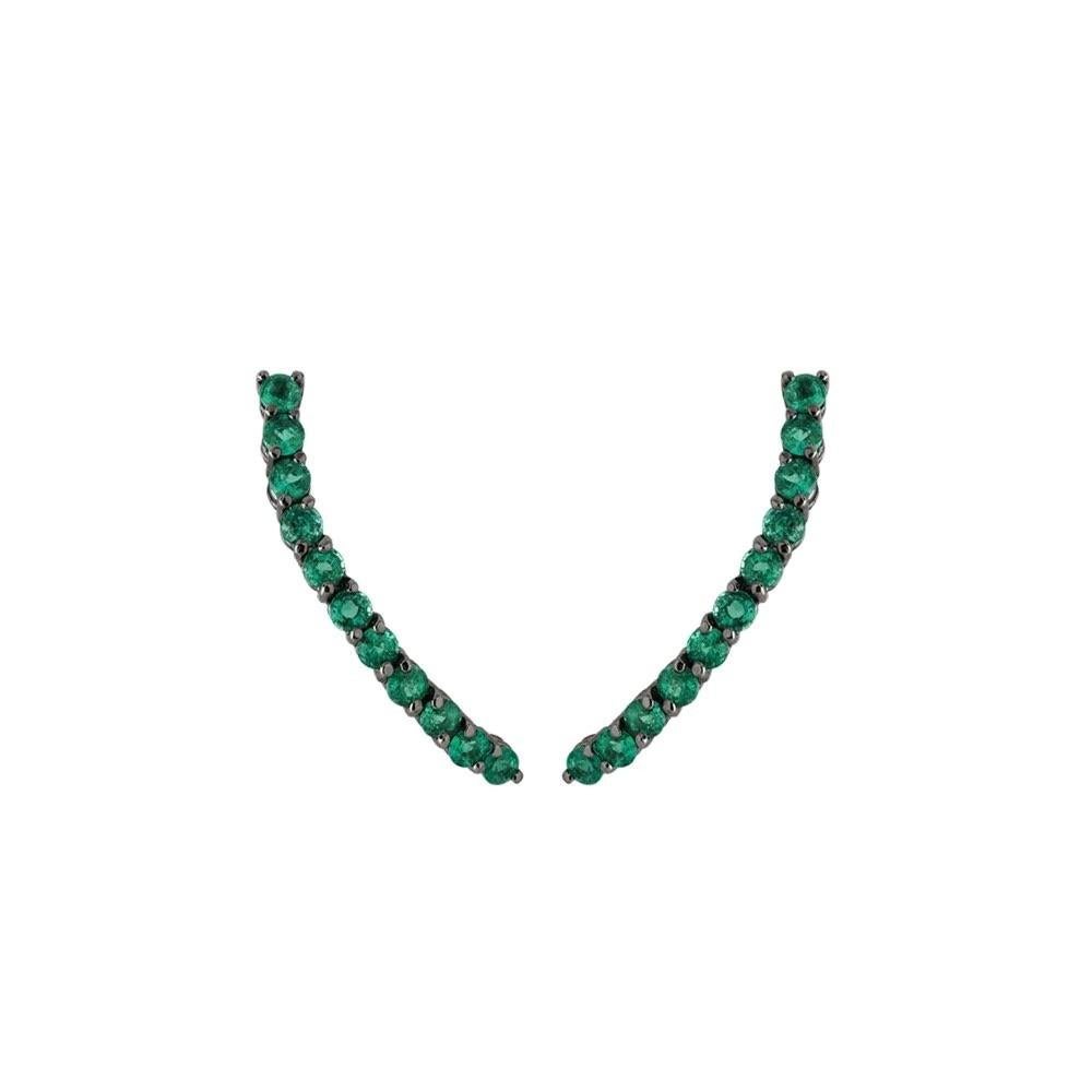 Emerald Cut Emerald White Gold Plated Black Rhodium Stud Earrings For Sale