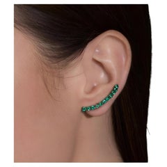 Pendientes de oro blanco esmeralda chapados en rodio negro