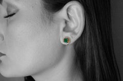 Smaragd mit Diamant und gelbem Saphir - Ohrringe von Alexander Leyser