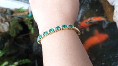 Smaragd mit Diamant-Armband in 18 Karat Goldfassung