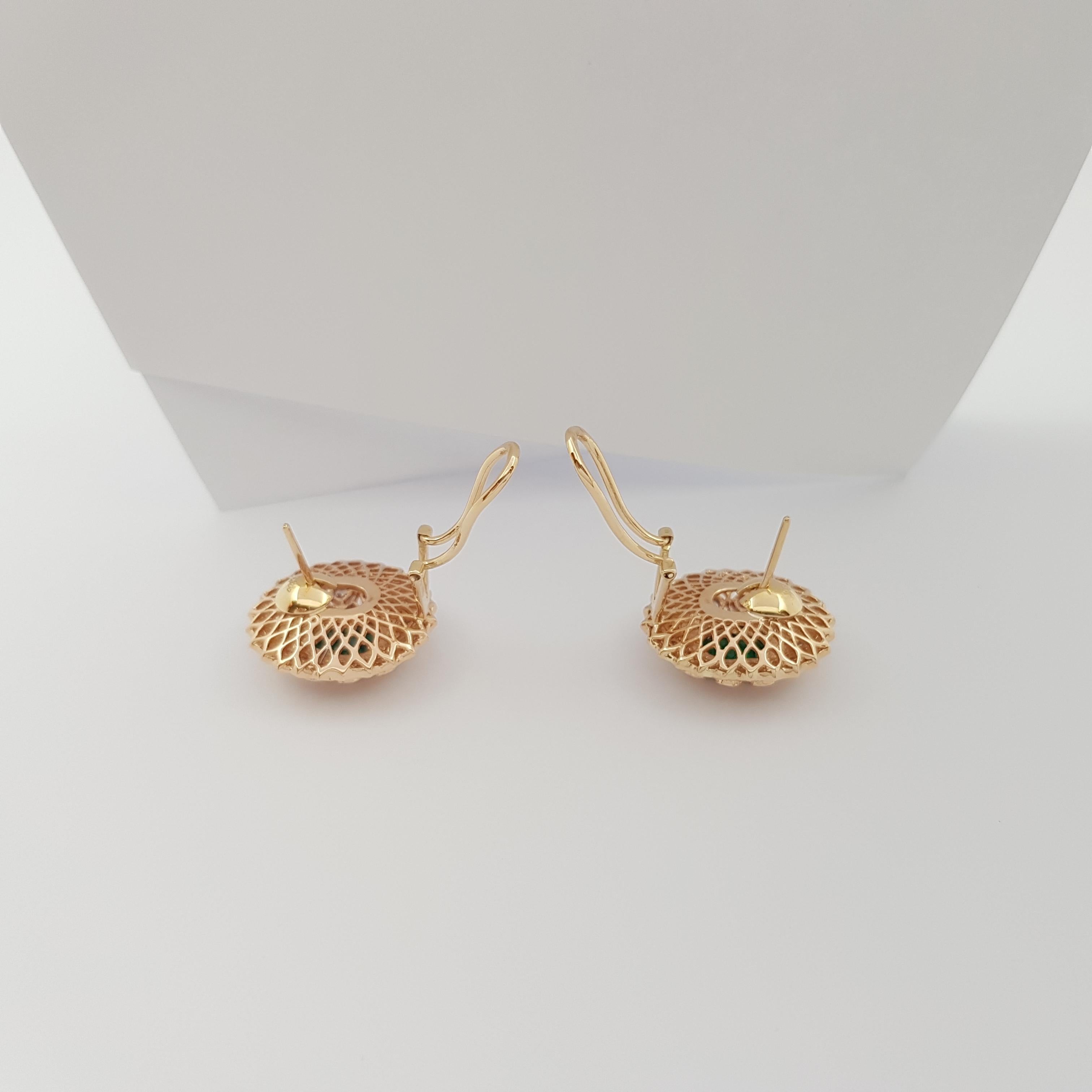Women's Emerald with Diamond Earring set in 18K Rose Gold Settings For Sale