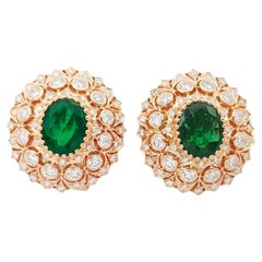 Orecchini con smeraldo e diamanti in oro rosa 18K