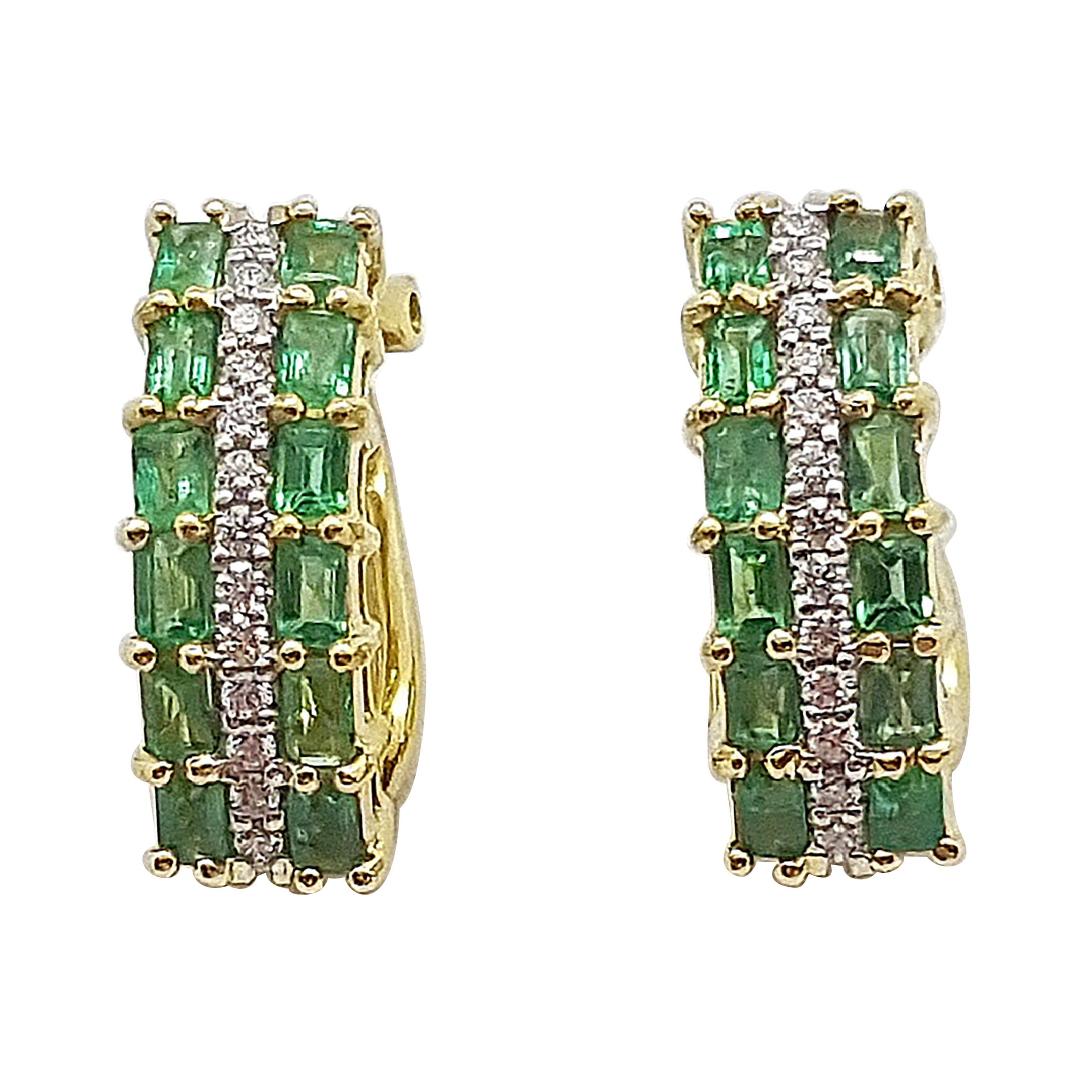 Smaragd- und Diamant-Ohrringe in 18 Karat Goldfassung