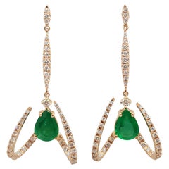 Emerald with Diamond Earrings Set in 18 Karat Rose Gold by Kavant & Sharart