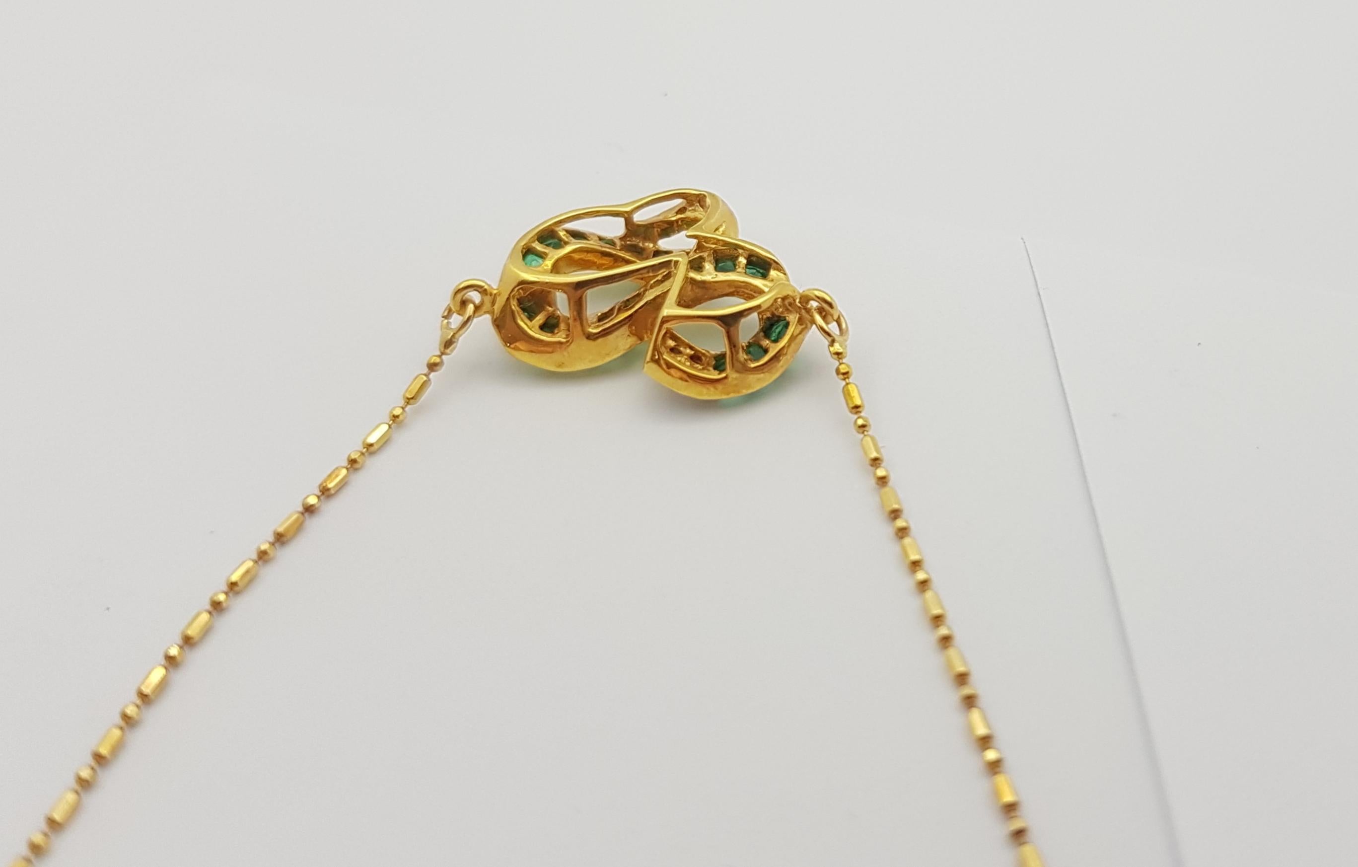 Halskette mit Smaragd und Diamant in 18 Karat Goldfassung im Angebot 4